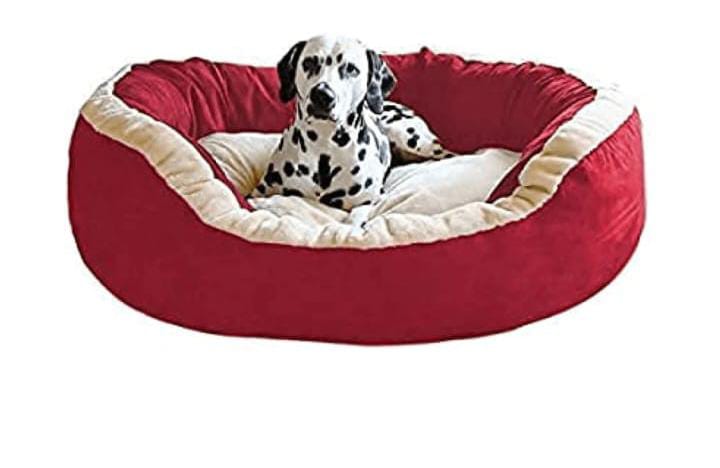 Plush Round Dog Bed – Red
